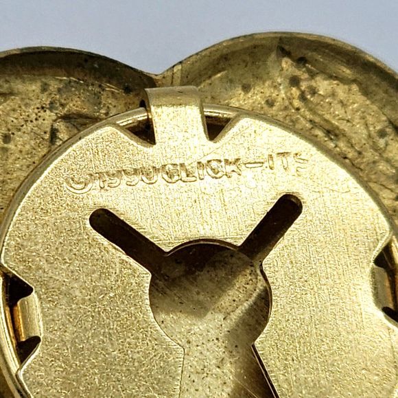 Heart Shaped Button Cover Vintage Art Nouveau Cameo Lady 1990 Click-It Gold Tone - Picture 7 of 8